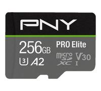 SD-MICRO PNY 256GB PRO Elite Class 10 / UHS-I U3, A1, V30, READ:100MB/WRITE:90 MB/S (4K-FHD) SDU256V32100PRO-GE