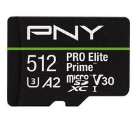 PNY Scheda microSDXC 512GB PRO Elite Prime Class 10 U3 V30 A2 + Adattatore SD - fino a 200MB/s, Class 10, U3, V30, A2, 4K UHD, Full HD, UHS-I