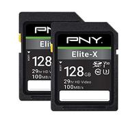 PNY Scheda di memoria flash Elite-X classe 10 U3 V30 SDXC da 128 GB, confezione da 2, 100 MB/s, classe 10, U3, V30, 4K UHD, Full HD, UHS-I, SD Full Size