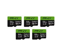 PNY Scheda di memoria flash Premier-X Class 10 U3 V30 microSDXC da 64 GB, confezione da 5-100 MB/s, classe 10, U3, V30, A1, 4K UHD, Full HD, UHS-I, Micro SD