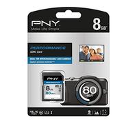 PNY SDHC Performance Memoria RAM da 8 GB, 80 MB/s, Classe 10, Azzurro Blu