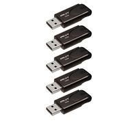 PNY Set da 5 Unità Flash Attaché 4 USB 2.0 con Cappuccio Scorrevole, Nero, 5x16 GB