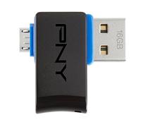 PNY USB 2.0 16 GB unità flash USB USB Type-A/Micro-USB Nero, Blu - Memoria USB (16 GB, USB Type-A/Micro-USB, 2.0, Girevole, 9 g, Nero, Blu)