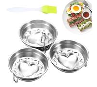 Poached Egg Pan - 3 Pack Stainless Steel Molds with Nonstick Rack | Steamer Pancake Mold Cooker, Microwave Maker Cups for Breakfast, Brunch and Easy Egg Preparation