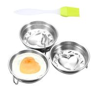 Poached Egg Pan - 3 Pack Stainless Steel Molds with Nonstick Rack | Steamer Pancake Mold Cooker, Microwave Maker Cups for Breakfast, Brunch and Easy Egg Preparation