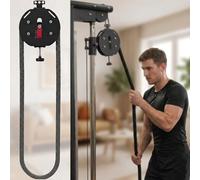 POADGBCN Allenamento con Corda Infinita con Resistenza Regolabile Sistema di Cavi con puleggia per la Resistenza Muscolare Attrezzatura Fitness per Palestra Domestica(Black Red)