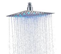 POADGBCN Soffione Doccia a Pioggia con LED Che Cambia Colore Soffioni Doccia Quadrato in Acciaio Inox(8 inch)