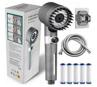 POADGBCN Soffione Doccia Portatile ad Alta Pressione con Filtro con Finestra Filtro visibile 3 modalità di Getto(Punch-Free Set)