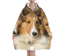 Poadnly Adorabile cane Sheltie,Felpa con cappuccio oversize da donna, felpa con cappuccio, coperta in flanella