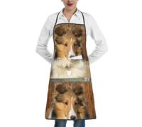 Poadnly Adorabile cane Sheltie, Grembiuli da cucina con tasche, grembiule da cuoco impermeabile regolabile
