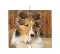 Poadnly Adorabile cane Sheltie, Tappetini scolapiatti assorbenti, Tappetino scolapiatti per il bancone della cucina 41x46 cm