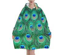Poadnly Adorabile pavone verde,Felpa con cappuccio oversize da donna, felpa con cappuccio, coperta in flanella