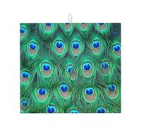 Poadnly Adorabile pavone verde, Tappetini scolapiatti assorbenti, Tappetino scolapiatti per il bancone della cucina 41x46 cm