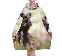 Poadnly Affenpinscher Lawn Black Dogs Monkey Terrier,Felpa con cappuccio oversize da donna, felpa con cappuccio, coperta in flanella