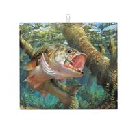 Poadnly Amo da salto per pesce persico, Tappetini scolapiatti assorbenti, Tappetino scolapiatti per il bancone della cucina 41x46 cm