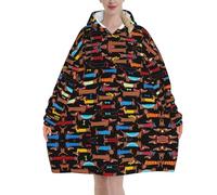 Poadnly Amo la mia stampa di bassotti,Felpa con cappuccio oversize da donna, felpa con cappuccio, coperta in flanella
