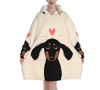 Poadnly Amore per i cuccioli di bassotto,Felpa con cappuccio oversize da donna, felpa con cappuccio, coperta in flanella