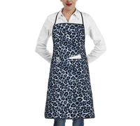 Poadnly Animale leopardo azzurro, Grembiuli da cucina con tasche, grembiule da cuoco impermeabile regolabile