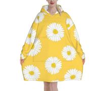 Poadnly Aster bianco Margherita gialla,Felpa con cappuccio oversize da donna, felpa con cappuccio, coperta in flanella