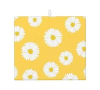 Poadnly Aster bianco Margherita gialla, Tappetini scolapiatti assorbenti, Tappetino scolapiatti per il bancone della cucina 41x46 cm