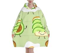 Poadnly Avocado carino, pane tostato e uovo fritto,Felpa con cappuccio oversize da donna, felpa con cappuccio, coperta in flanella