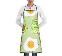 Poadnly Avocado carino, pane tostato e uovo fritto, Grembiuli da cucina con tasche, grembiule da cuoco impermeabile regolabile