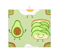 Poadnly Avocado carino, pane tostato e uovo fritto, Tappetini scolapiatti assorbenti, Tappetino scolapiatti per il bancone della cucina 41x46 cm