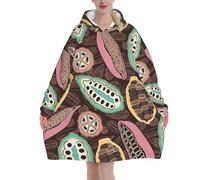 Poadnly Baccello di cacao colorato,Felpa con cappuccio oversize da donna, felpa con cappuccio, coperta in flanella