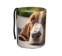 Poadnly Basset Hound,Cestino per auto, cestino per rifiuti da appendere, resistente all'acqua, ideale per campeggio e viaggi.