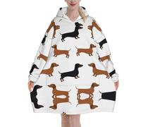 Poadnly Bassotto Weiner Pet Dogs Stampato,Felpa con cappuccio oversize da donna, felpa con cappuccio, coperta in flanella