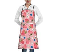 Poadnly Bella fragola rosa, Grembiuli da cucina con tasche, grembiule da cuoco impermeabile regolabile