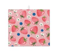 Poadnly Bella fragola rosa, Tappetini scolapiatti assorbenti, Tappetino scolapiatti per il bancone della cucina 41x46 cm