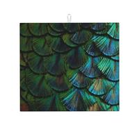 Poadnly Bellissima piuma di pavone, Tappetini scolapiatti assorbenti, Tappetino scolapiatti per il bancone della cucina 41x46 cm