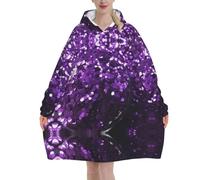 Poadnly Bellissima stampa glitterata viola,Felpa con cappuccio oversize da donna, felpa con cappuccio, coperta in flanella