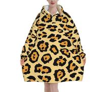 Poadnly Bellissima stampa leopardata,Felpa con cappuccio oversize da donna, felpa con cappuccio, coperta in flanella