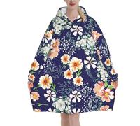 Poadnly Bellissimo giardino fiorito con petali floreali, foglie, prato, arancio,Felpa con cappuccio oversize da donna, felpa con cappuccio, coperta in flanella