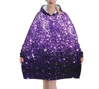 Poadnly Bellissimo glitter viola,Felpa con cappuccio oversize da donna, felpa con cappuccio, coperta in flanella
