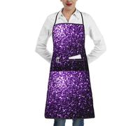 Poadnly Bellissimo glitter viola, Grembiuli da cucina con tasche, grembiule da cuoco impermeabile regolabile