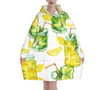 Poadnly Bevi un cocktail con ghiaccio al limone,Felpa con cappuccio oversize da donna, felpa con cappuccio, coperta in flanella