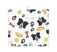 Poadnly Border Collie cane sorridente, Tappetini scolapiatti assorbenti, Tappetino scolapiatti per il bancone della cucina 41x46 cm
