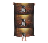 Poadnly Boston Terrier Autumn Bokeh Cani Cani, Telo mare ad asciugatura rapida 80 x 130 cm Asciugamano da bagno ultra morbido Ideale per bagno, hotel