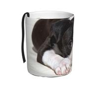 Poadnly Cane Boston Terrier,Cestino per auto, cestino per rifiuti da appendere, resistente all'acqua, ideale per campeggio e viaggi.