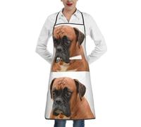 Poadnly Cane Boxer con faccia triste, Grembiuli da cucina con tasche, grembiule da cuoco impermeabile regolabile