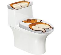 Poadnly Cane Corgi con Il Sedere Buffo,Set di 2 Copri Coperchio per WC riutilizzabili, Resistenti alla Polvere e agli Schizzi, Ideali per Il Bagno.
