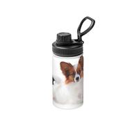 Poadnly Cane Papillon soffice,Bottiglia d'acqua termica da 12 once, tazza da caffè in acciaio inossidabile, borraccia
