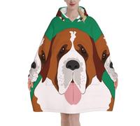 Poadnly Cane San Bernardo,Felpa con cappuccio oversize da donna, felpa con cappuccio, coperta in flanella