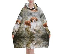 Poadnly Cani nel fiume d'acqua Cani marroni bianchi Pannello,Felpa con cappuccio oversize da donna, felpa con cappuccio, coperta in flanella