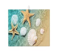 Poadnly Capesante stella marina da spiaggia, Tappetini scolapiatti assorbenti, Tappetino scolapiatti per il bancone della cucina 41x46 cm