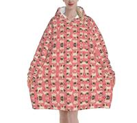 Poadnly Carlino a forma di cuore per San Valentino,Felpa con cappuccio oversize da donna, felpa con cappuccio, coperta in flanella