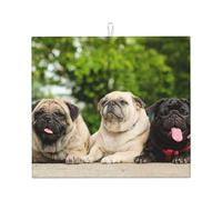 Poadnly Carlino Amicizia Bokeh Cani Animali Domestici Amici Carlino, Tappetini scolapiatti assorbenti, Tappetino scolapiatti per il bancone della cucina 41x46 cm